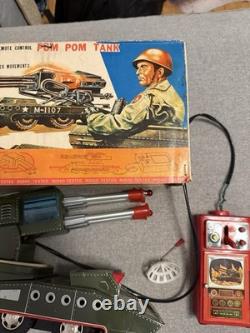 Vintage Rare Tin Toy Remote Control X-10 Pom Pom Space Tank S&E Rosko Japan Box