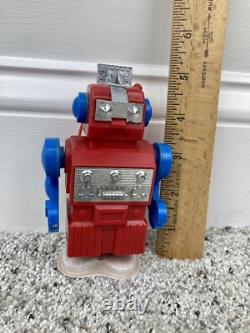 Vintage Red/Blue Aoki Cragstan Shaking Robot Wind-Up Space Toy Japan Mechanical