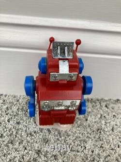 Vintage Red/Blue Aoki Cragstan Shaking Robot Wind-Up Space Toy Japan Mechanical