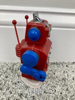 Vintage Red/Blue Aoki Cragstan Shaking Robot Wind-Up Space Toy Japan Mechanical