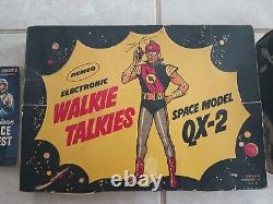 Vintage Remco Walkie Talkies Space Model QX-2 with Box New Old Stock + Extras