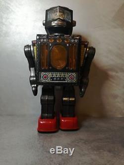 Vintage Robot Horikawa Sh Japan Mr Hustler Space Tin Toy Batt Op Working