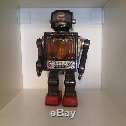 Vintage Robot Horikawa Sh Japan Mr Hustler Space Tin Toy Batt Op Working