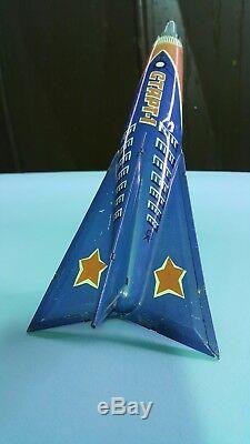 Vintage Rocket Space Start-1 60's Tin Toy Friction Holdraketa Ussr Cccp