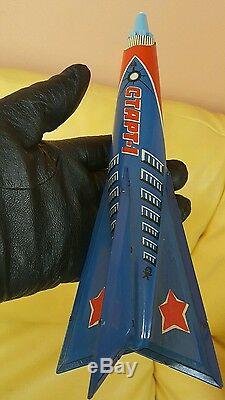 Vintage Rocket Space Start-1 60's Tin Toy Friction Holdraketa Ussr Cccp