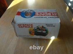 Vintage S H New Space Capsule Japan Litho Battery Operated Tin Toy WithBOX