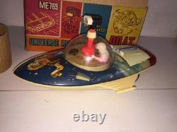 Vintage SPACE RECONNAISSANCE BOAT Ship 12 Tin B/O Toy MIB Made in China ME 769