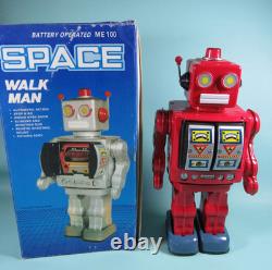 Vintage SPACE WALK MAN ME 100 Robot 12 Tin Toy Figure RED with Box Does NOT Power