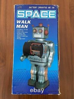 Vintage SPACE WALK MAN Robot 12 Tin Toy Figure RARE RED With Box