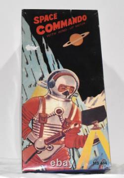 Vintage Space Commando Robot Tin Toy Wind Up in Original Box Working with Key