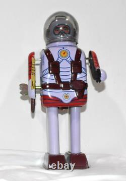 Vintage Space Commando Robot Tin Toy Wind Up in Original Box Working with Key