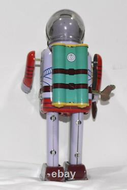 Vintage Space Commando Robot Tin Toy Wind Up in Original Box Working with Key