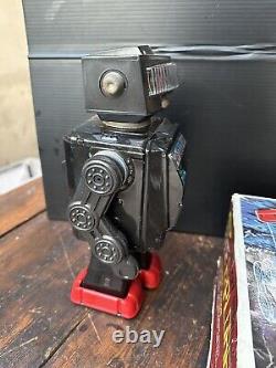 Vintage Space Explorer Tin TOY ROBOT by Horikawa Japan in original box 1960's