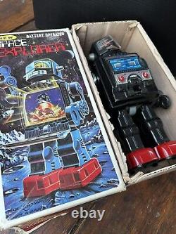 Vintage Space Explorer Tin TOY ROBOT by Horikawa Japan in original box 1960's