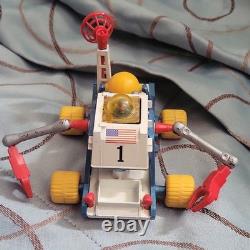 Vintage Space Lunar Rover Toy Vehicle with Astronaut Figure, USA Flag, 1 Decals
