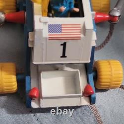 Vintage Space Lunar Rover Toy Vehicle with Astronaut Figure, USA Flag, 1 Decals