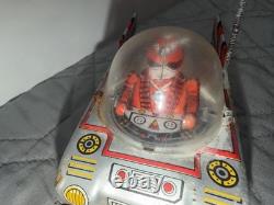 Vintage Space Patrol Tin Friction Toy Tank Car Japan 5 Space Vehicle Astronaut