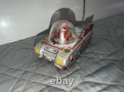 Vintage Space Patrol Tin Friction Toy Tank Car Japan 5 Space Vehicle Astronaut