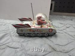 Vintage Space Patrol Tin Friction Toy Tank Car Japan 5 Space Vehicle Astronaut