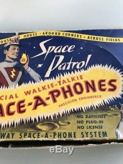 Vintage Space Patrol Walkie-Talkie Space-a-Phones Toy in Original Box