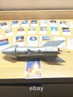 Vintage Space Rocket Metal Coin Bank + U. S. Space Exploration Rummy Game
