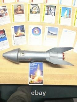 Vintage Space Rocket Metal Coin Bank + U. S. Space Exploration Rummy Game