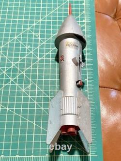 Vintage Space Rocket Metal Toy Bank 1957 Astro MFG Berzac Creations w RED TIP