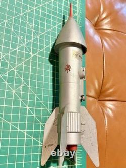 Vintage Space Rocket Metal Toy Bank 1957 Astro MFG Berzac Creations w RED TIP