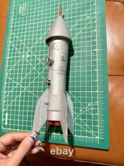 Vintage Space Rocket Metal Toy Bank 1957 Astro MFG Berzac Creations w RED TIP