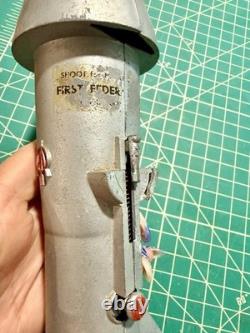 Vintage Space Rocket Metal Toy Bank 1957 Astro MFG Berzac Creations w RED TIP