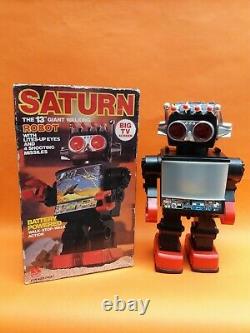 Vintage Space Saturn The 13 Walking Big Tv Robot Light Eyes Missiles