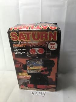 Vintage Space Saturn The 13 Walking Big Tv Robot Light Eyes Missiles