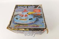 Vintage Space Ship Battery Operated 6 Shooting Discs Interior Lights Sound