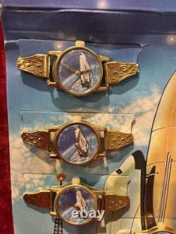 Vintage Space Shuttle Tin Toy Wristwatch 100% Complete Store Display Japan Exc