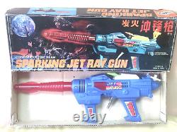 Vintage Space Sparking Jet Ray Gun Pf 2009 Toy Friction Powered Orig. Box China