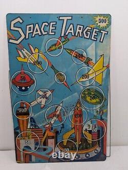 Vintage Space Target Superior Toys Shooting Target Game Board Tin Litho Atomic