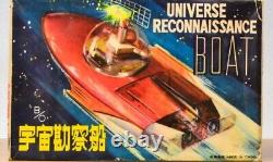 Vintage Space Toy Universe Boat Commander Ship Tin Toy Battery Operated China