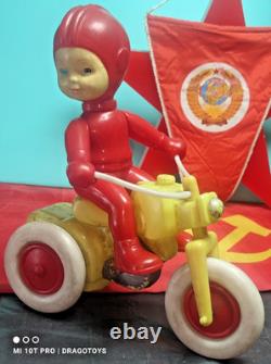 Vintage Space Traveler Motorcycle Biker Plastic Toy Large Item Soviet Era Cccp