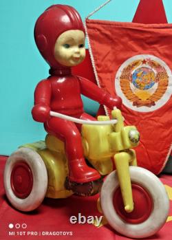 Vintage Space Traveler Motorcycle Biker Plastic Toy Large Item Soviet Era Cccp