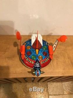 Vintage Sunny Toy Space Rotor Mysterious UFO Litho Tin Toy NIB Rare NO 5521