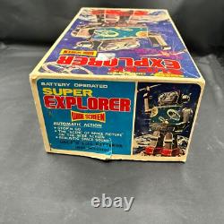 Vintage Super Explorer Robot Battery Operated Wide Screen Space Toy in Box SJM