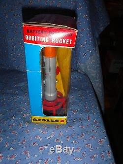 Vintage T. N Nomura Battery Operated Orbiting Rocket Apollo 8 Appears Unplayed Wi