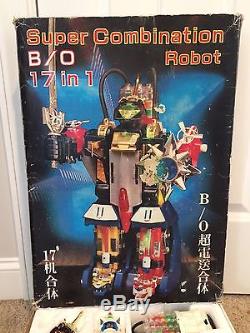 Vintage Taiwan Japanese Super Combination Robot Toy Set B/O Cosmic Combo Hsiang