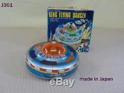 Vintage Tin Battery Operated Space Age Japan King Flying Saucer Ship Patrol Toy