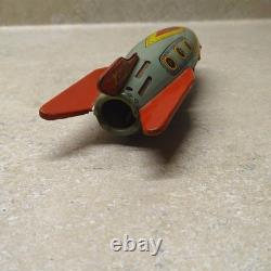 Vintage Tin Litho Masudaya X-2 Space Rocket, Friction Toy, 7.5