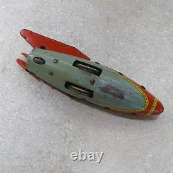 Vintage Tin Litho Masudaya X-2 Space Rocket, Friction Toy, 7.5