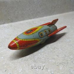 Vintage Tin Litho Masudaya X-2 Space Rocket, Friction Toy, 7.5