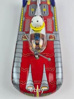 Vintage Tin Litho Space Car Battery operated with floating ball bump'n go Working