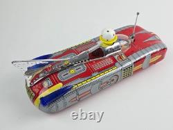 Vintage Tin Litho Space Car Battery operated with floating ball bump'n go Working