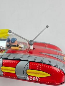 Vintage Tin Litho Space Car Battery operated with floating ball bump'n go Working